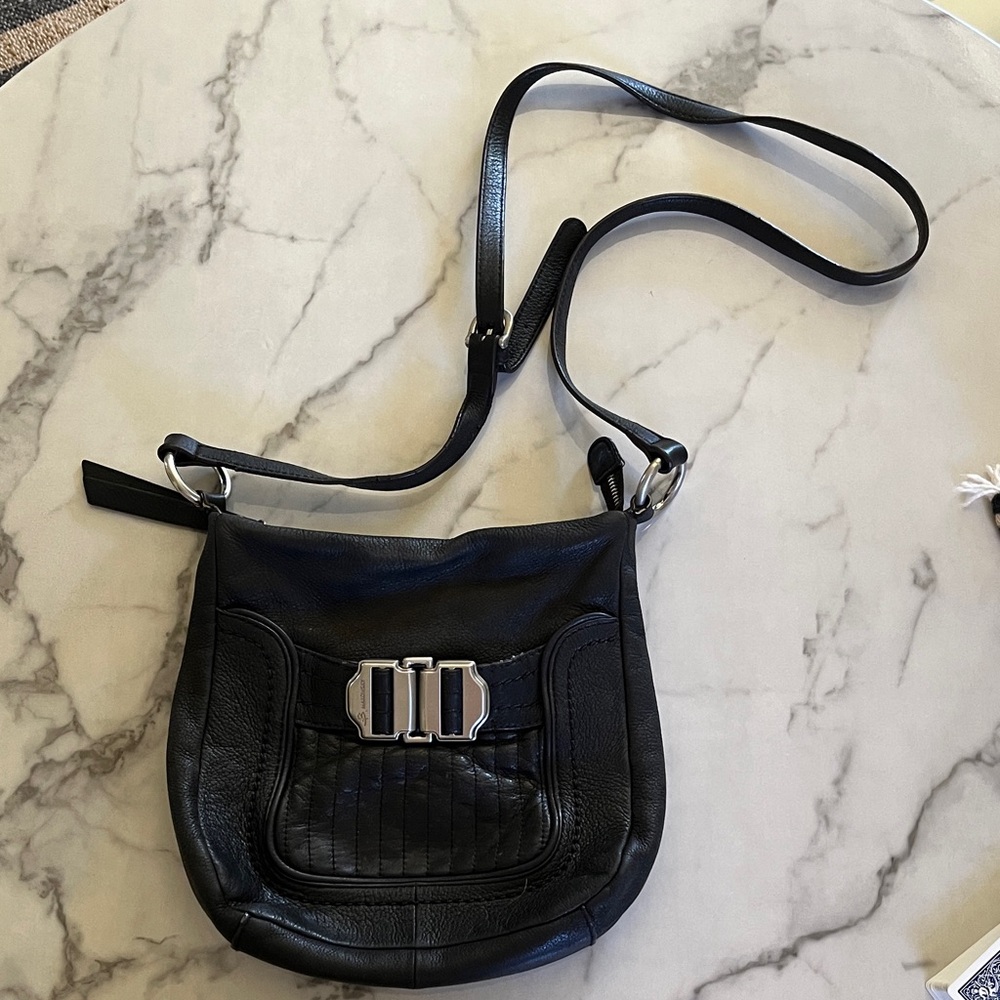b. makowsky Black Leather Crossbody Bag